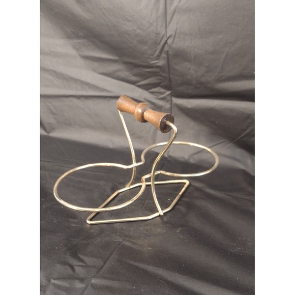 Mid Century Libbey Glass Frosted Gold Leaf Sugar & Creamer in Metal Holder - Picture 6 of 7